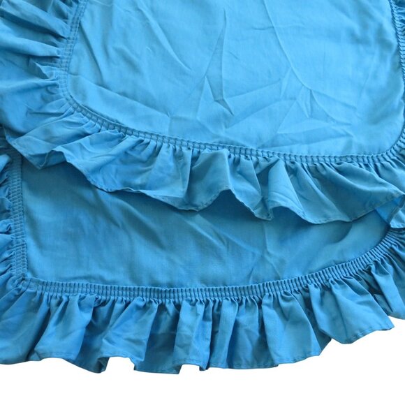 Vintage King Size Ruffled Teal Blue Pillow Shams Pillowcase Pair of 2 USA Made - Picture 4 of 6